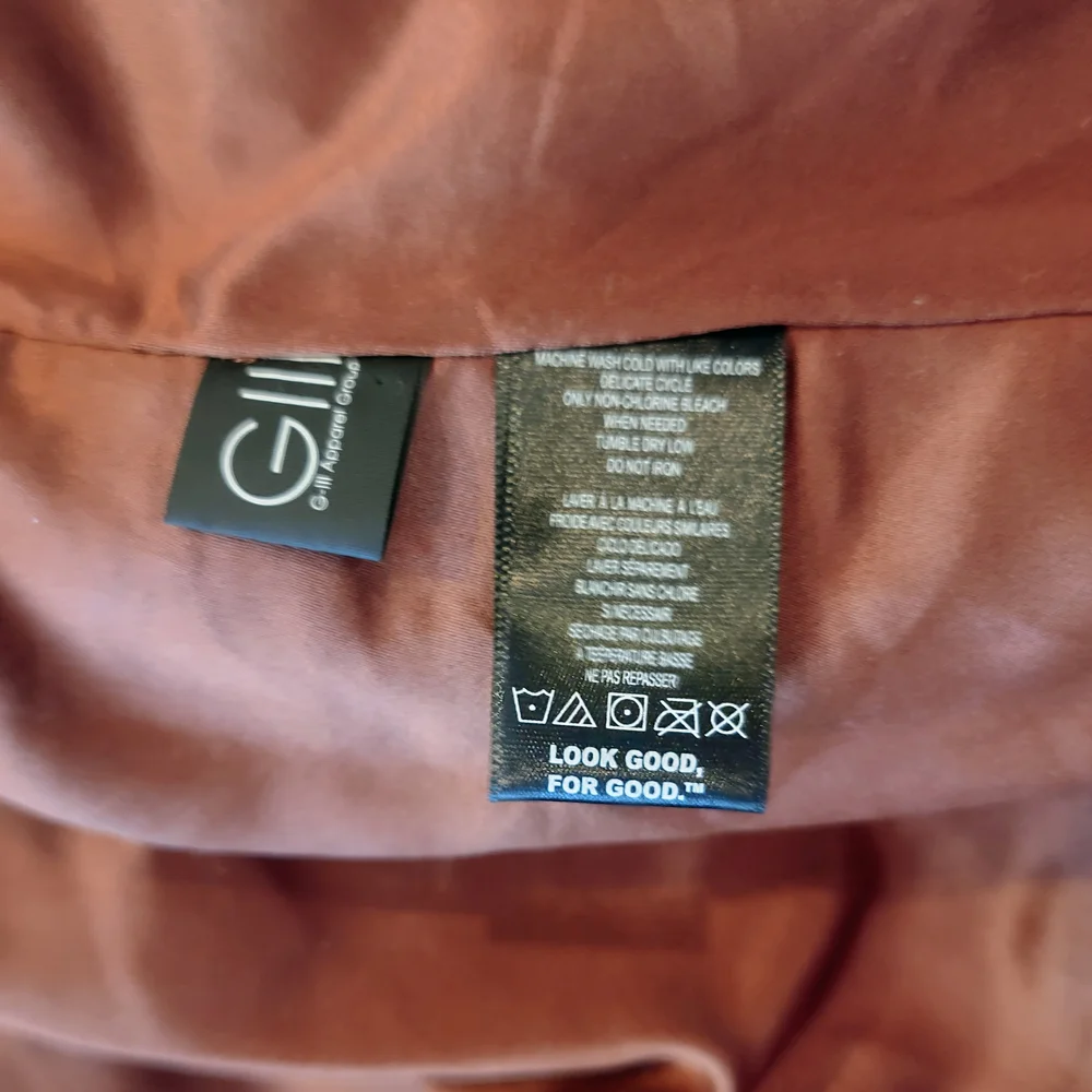 Kenneth Cole Faux Leather Belted Trench Coat In Cognac Size Large - Picture 7 of 7